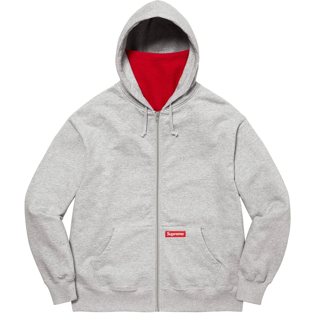 Details on Double Hood Facemask Zip Up Hooded Sweatshirt Heather Grey from fall winter
                                                    2022 (Price is $168)