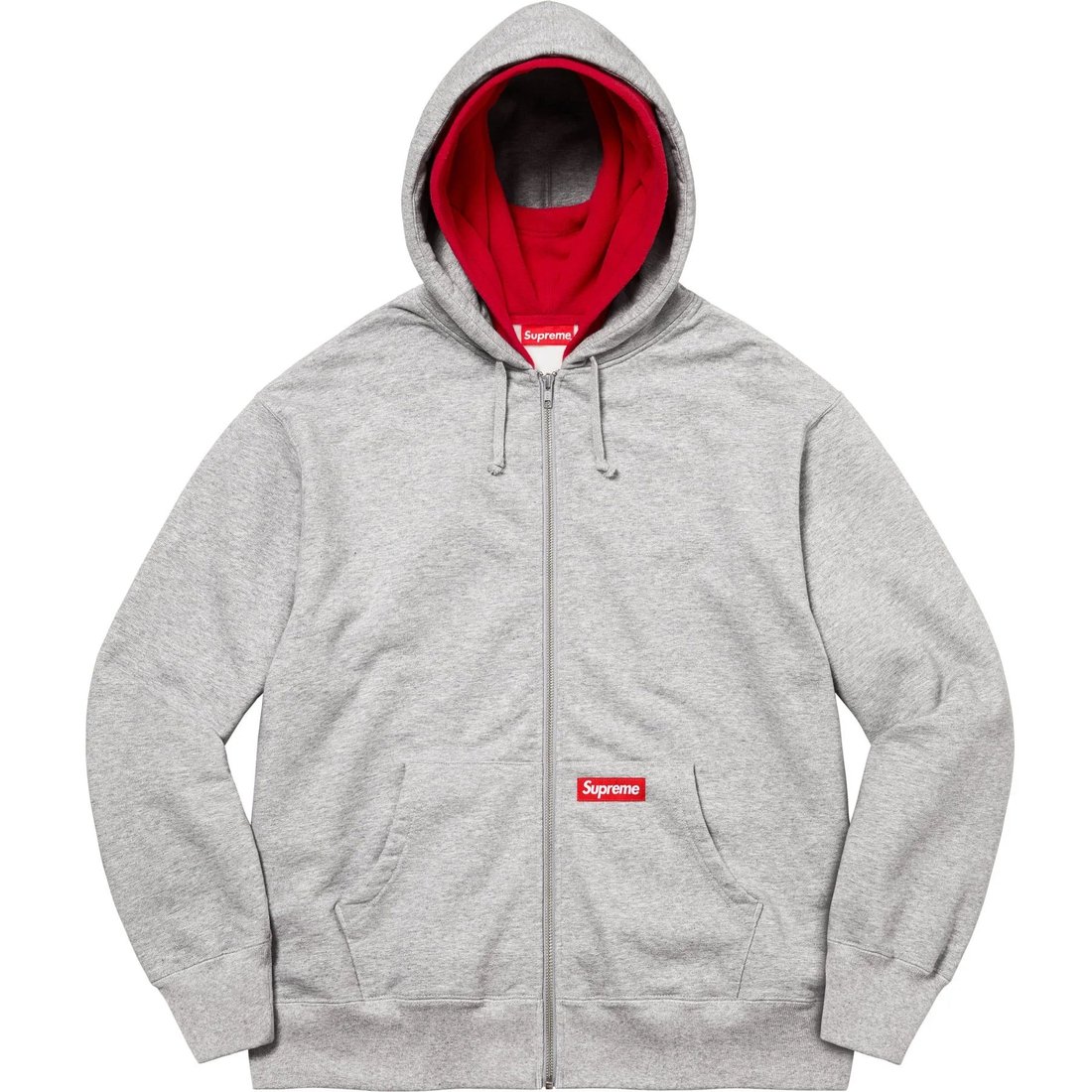 Details on Double Hood Facemask Zip Up Hooded Sweatshirt Heather Grey from fall winter 2022 (Price is $168)
