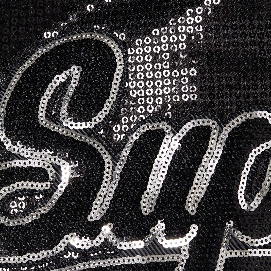 Details on Supreme Mitchell & Ness Sequin Varsity Jacket Black from spring summer
                                                    2023 (Price is $398)