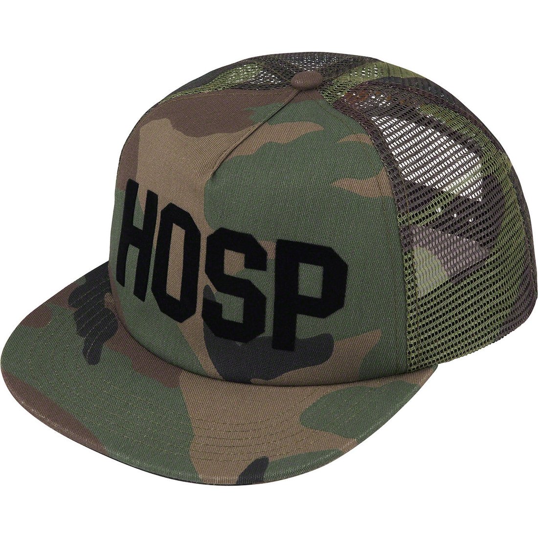 Details on HOSP Mesh Back 5-Panel Woodland Camo from spring summer
                                                    2023 (Price is $48)