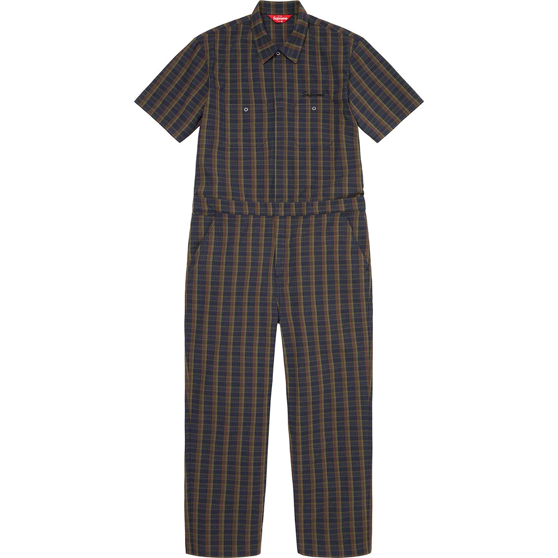 Supreme S S Coverall (SS23) - Navy Plaid - $198