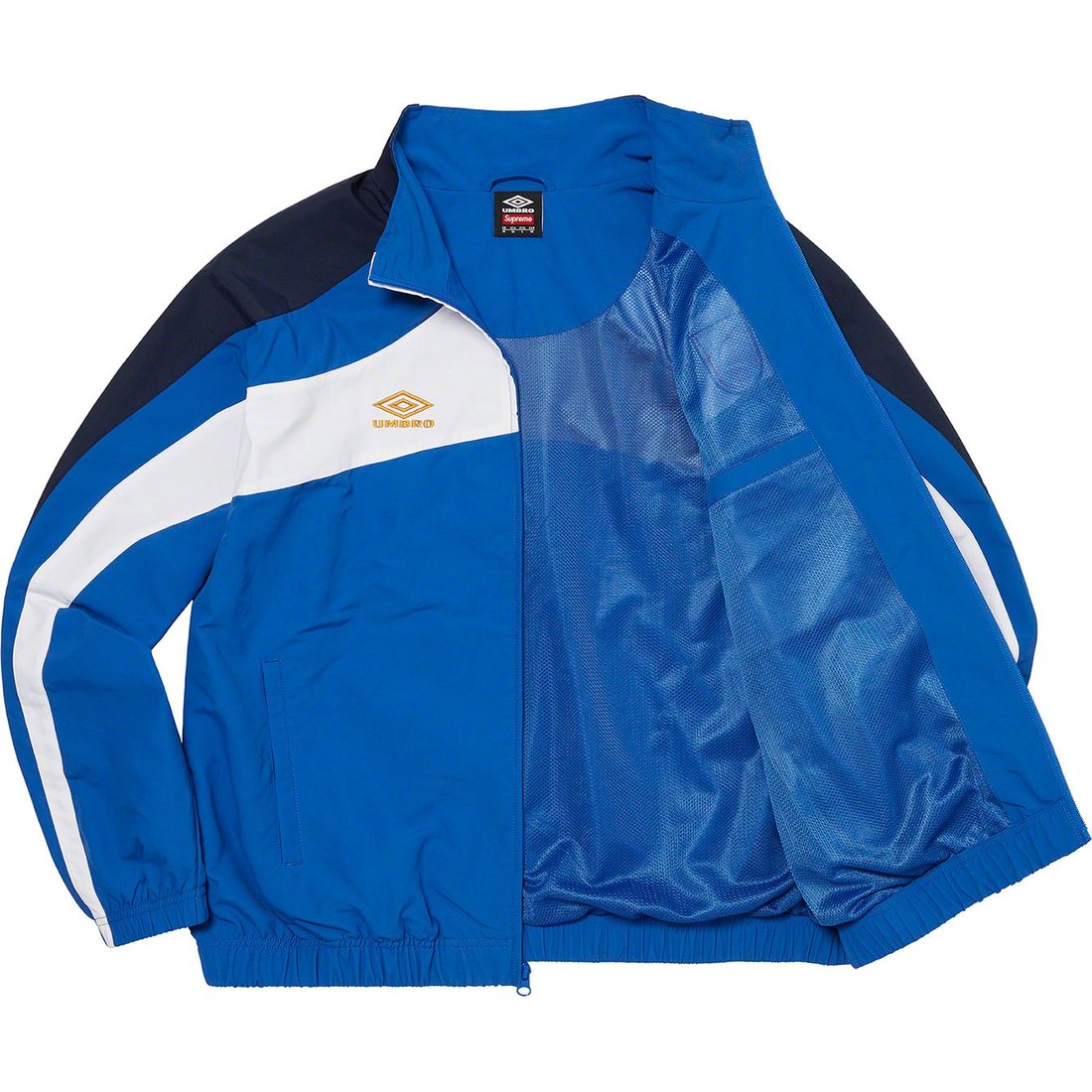 Details on Supreme Umbro Track Jacket Blue from spring summer 2023 (Price is $188)