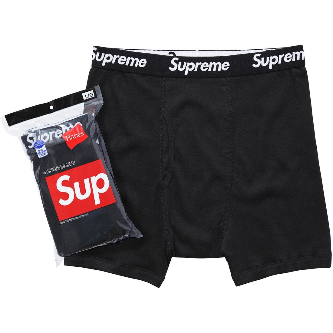 Details on Supreme Hanes Boxer Briefs (4 Pack) Black from spring summer 2023 (Price is $40)