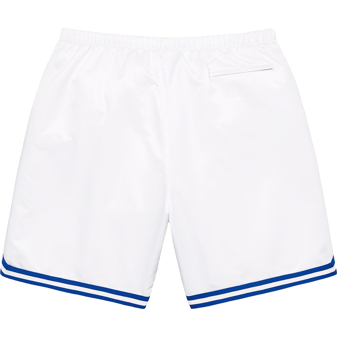 Details on Supreme Mitchell & Ness Satin Basketball Short White from spring summer 2023 (Price is $138)