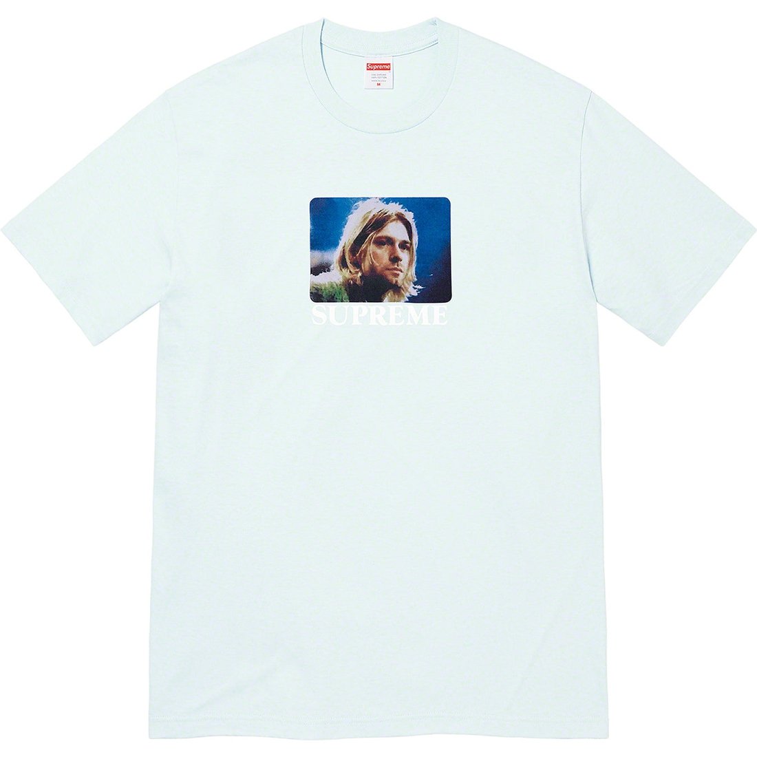 Details on Kurt Cobain Tee Pale Blue from spring summer 2023 (Price is $48)
