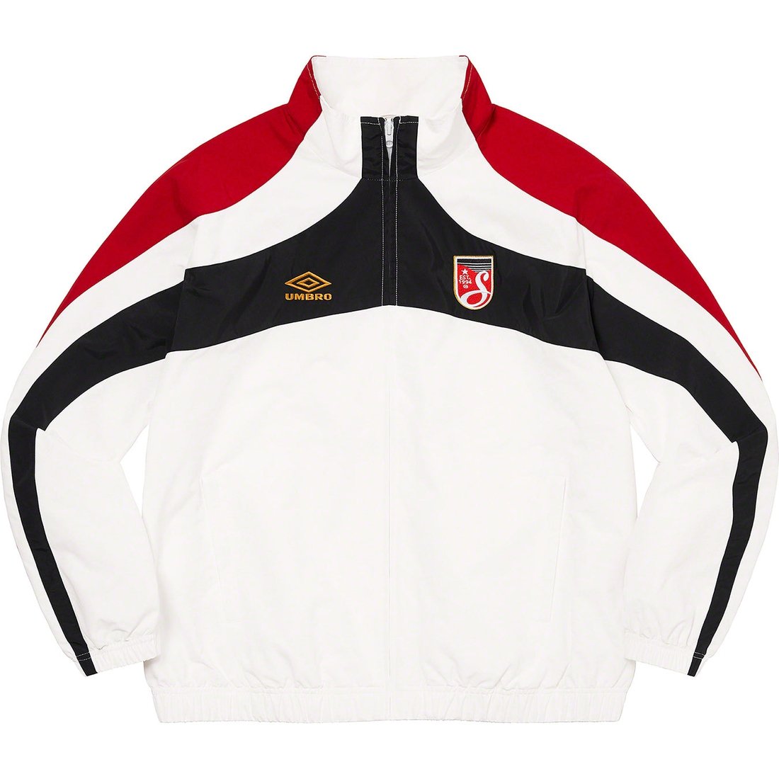 Details on Supreme Umbro Track Jacket White from spring summer
                                                    2023 (Price is $188)