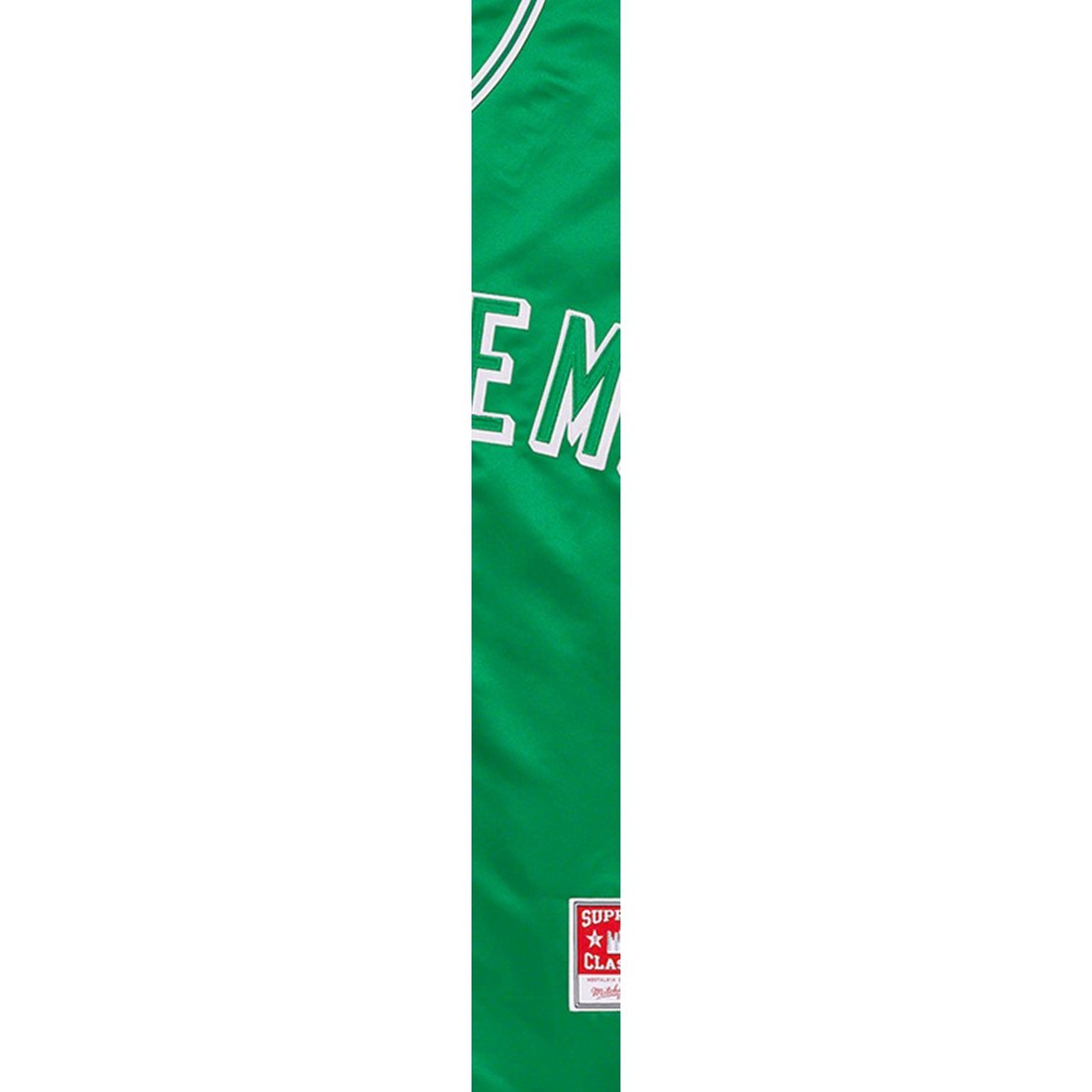 Details on Supreme Mitchell & Ness Satin Baseball Jersey Green from spring summer
                                                    2023 (Price is $158)