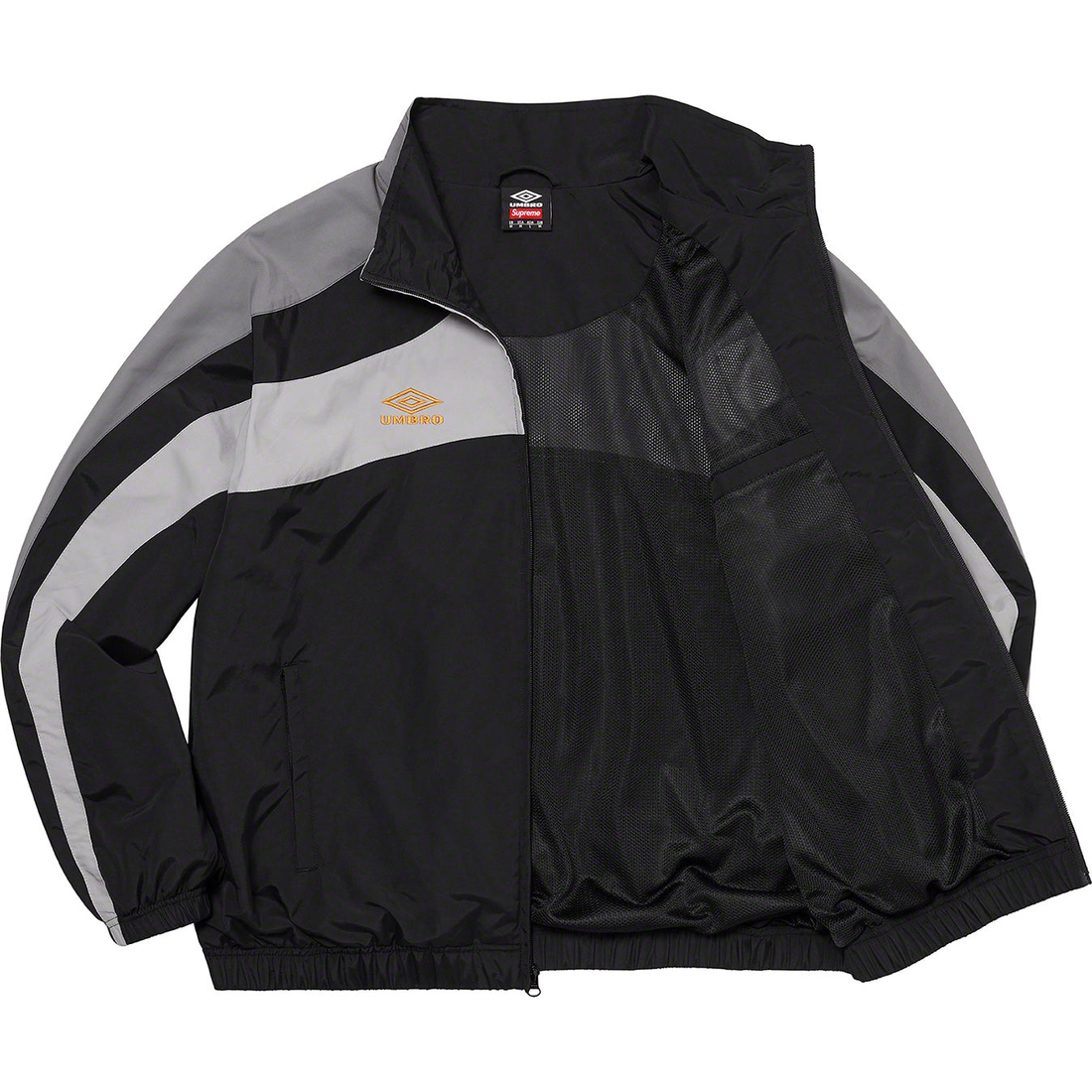 Details on Supreme Umbro Track Jacket Black from spring summer 2023 (Price is $188)