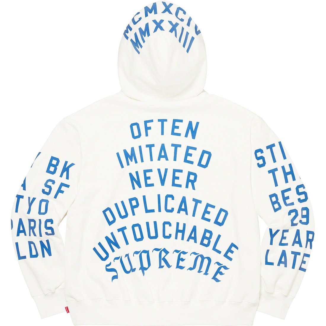 Details on Supreme Team Flocked Hooded Sweatshirt White from spring summer
                                                    2023 (Price is $178)