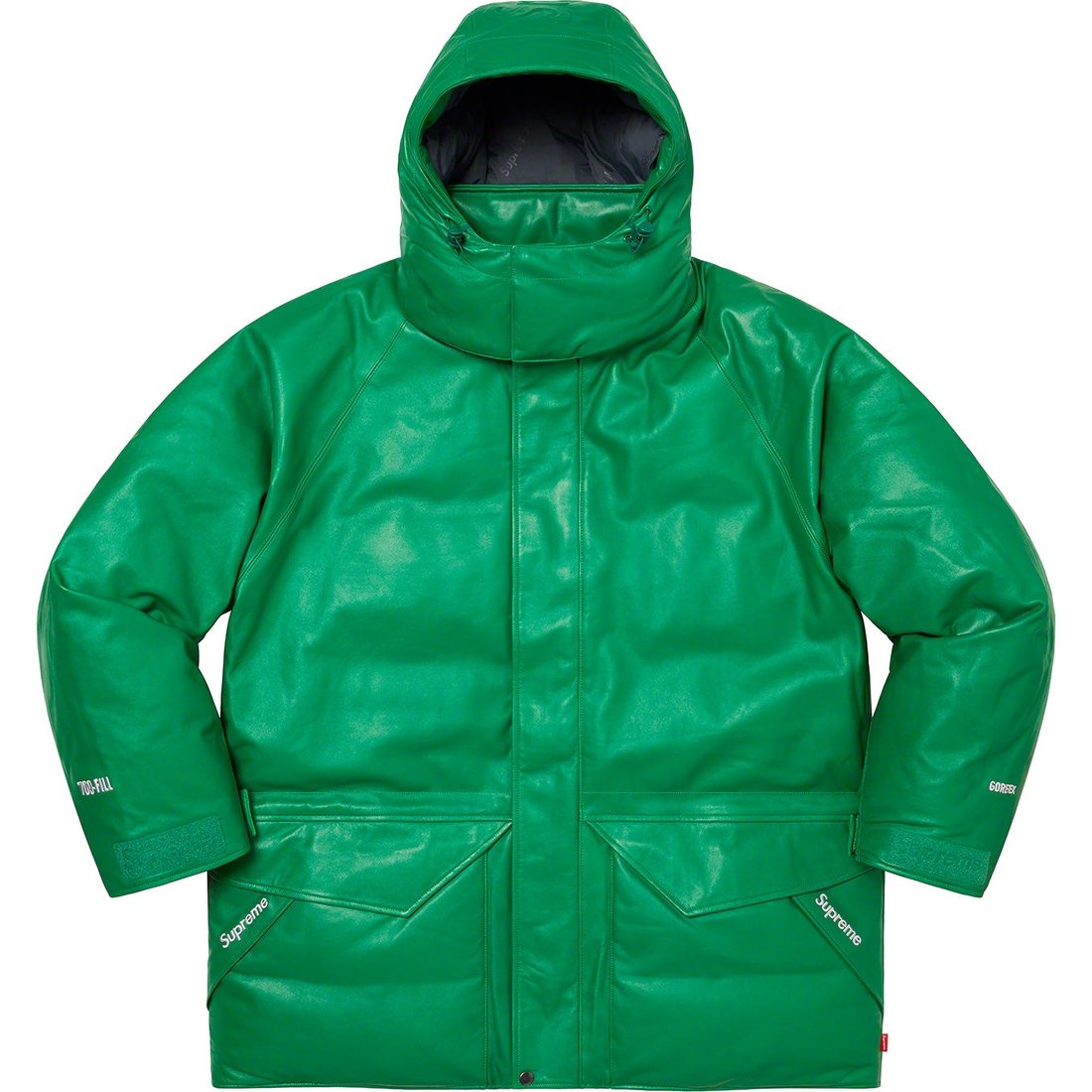 Details on GORE-TEX Leather 700-Fill Down Parka Green from spring summer 2023 (Price is $1198)