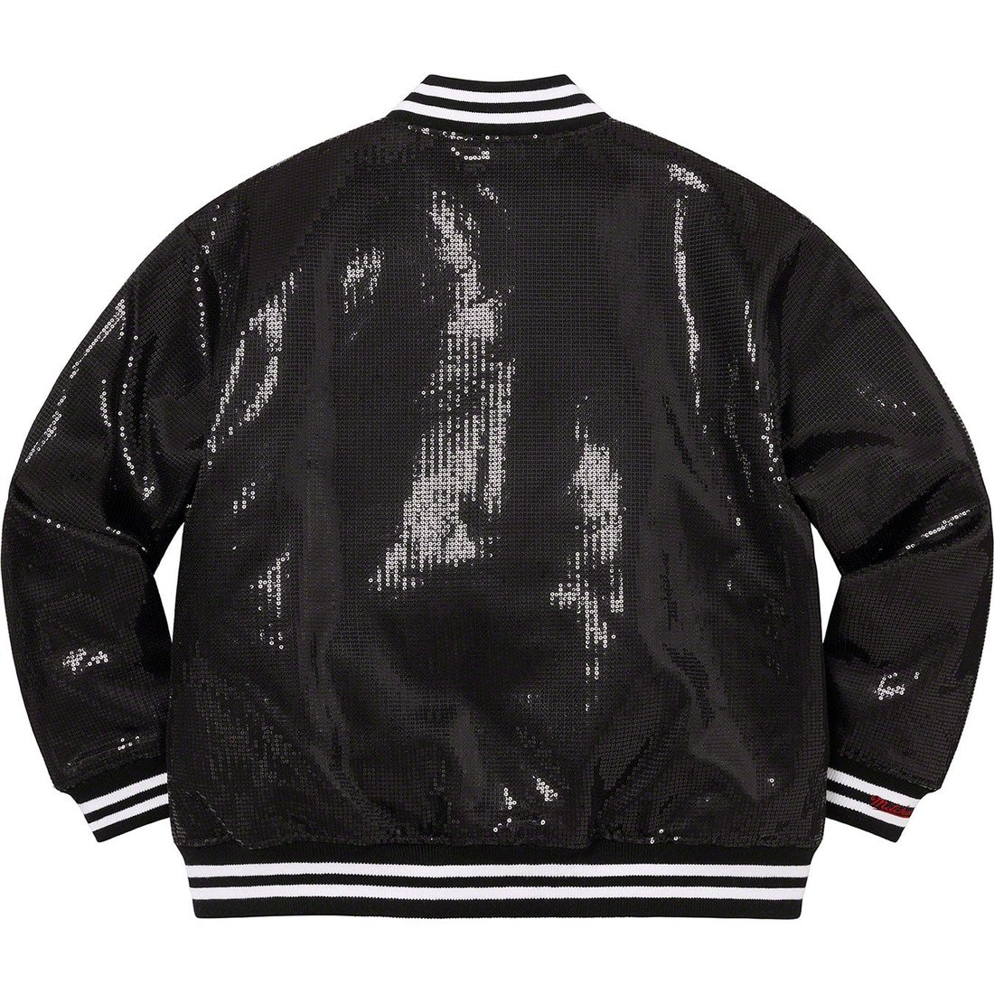 Details on Supreme Mitchell & Ness Sequin Varsity Jacket Black from spring summer
                                                    2023 (Price is $398)