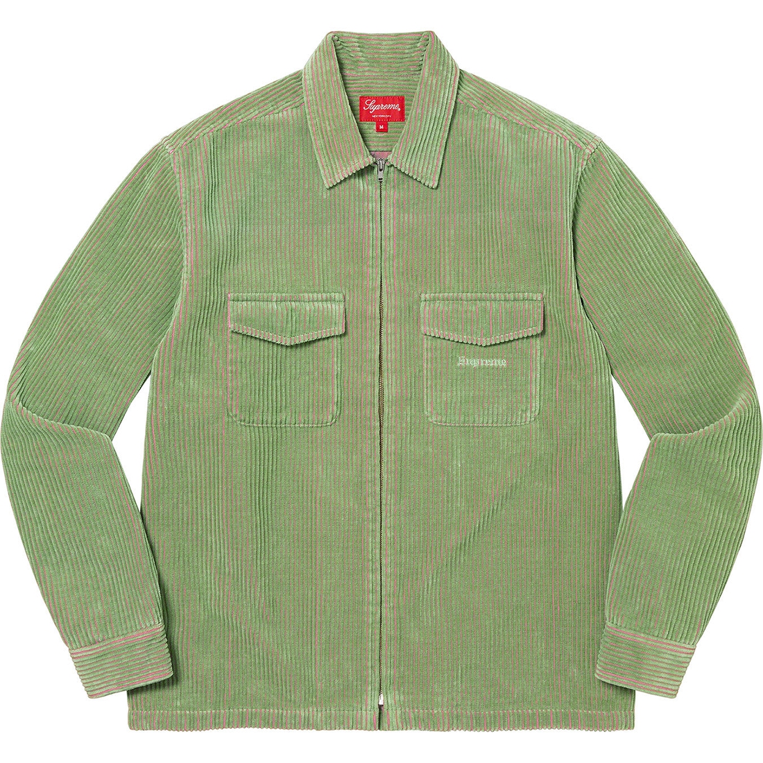Details on 2-Tone Corduroy Zip Up Shirt Green from spring summer
                                                    2023 (Price is $148)