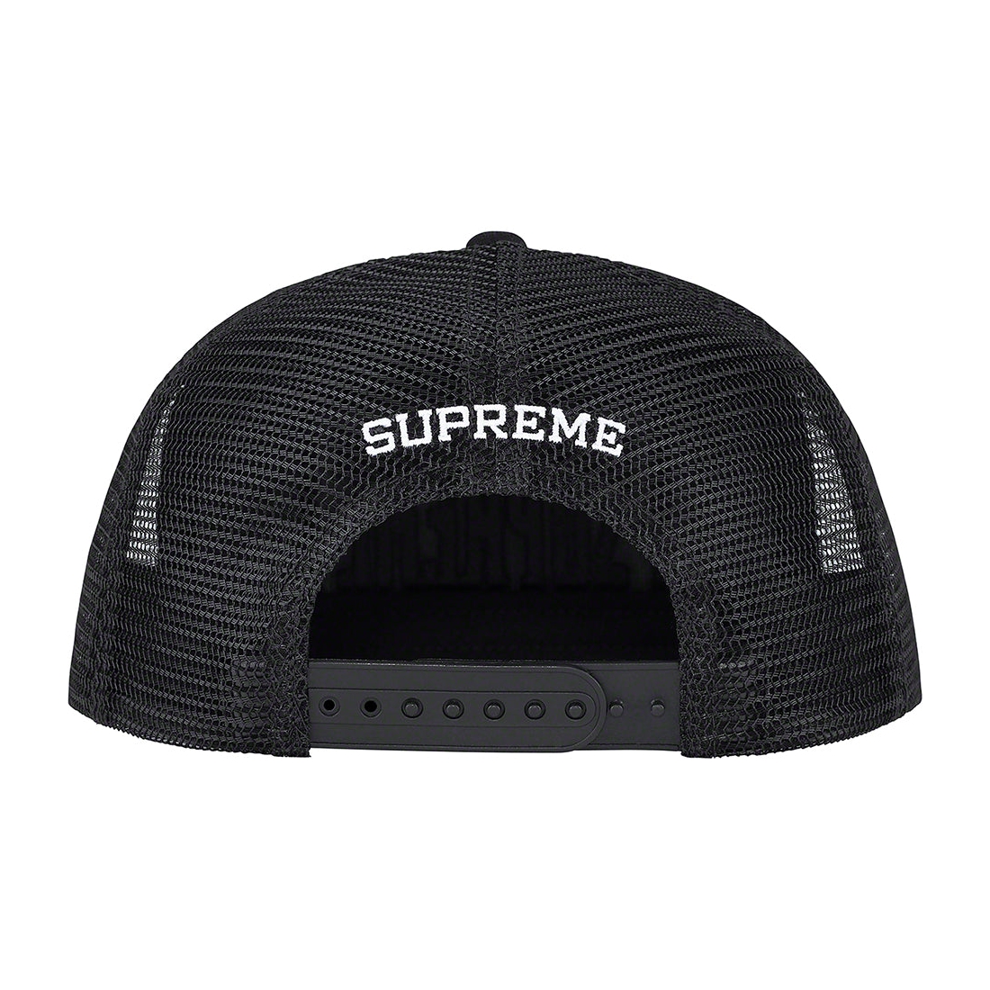 Details on Stamped Mesh Back 5-Panel Black from spring summer 2023 (Price is $48)