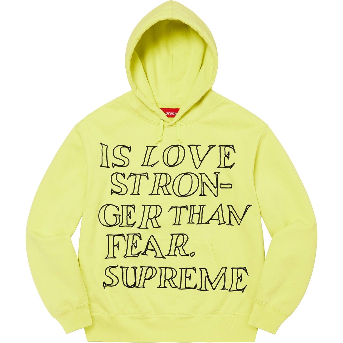 Details on Stronger Than Fear Hooded Sweatshirt Lime from spring summer 2023 (Price is $158)