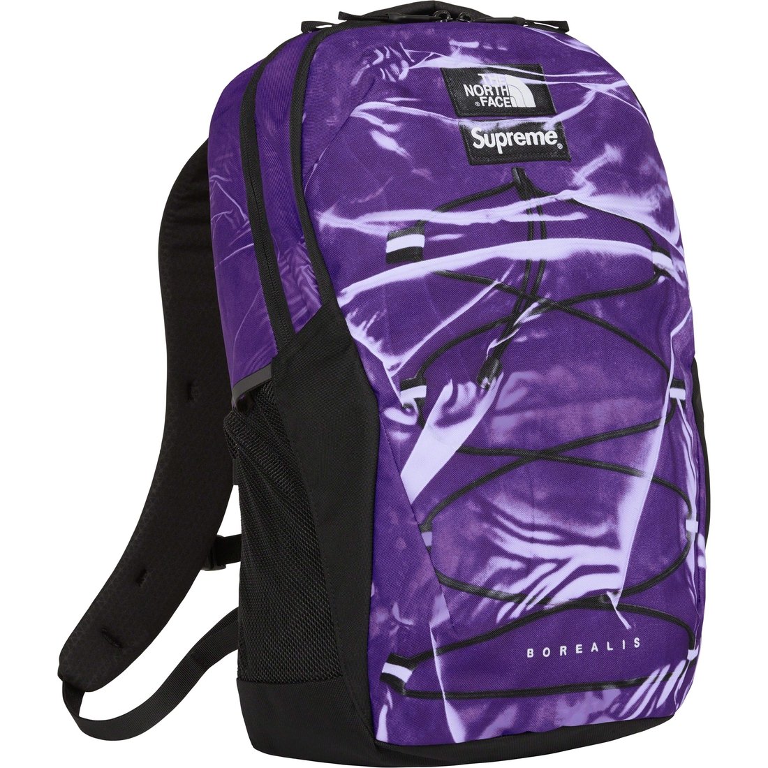 Details on Supreme The North Face Trompe L’oeil Printed Borealis Backpack Purple from spring summer 2023 (Price is $158)