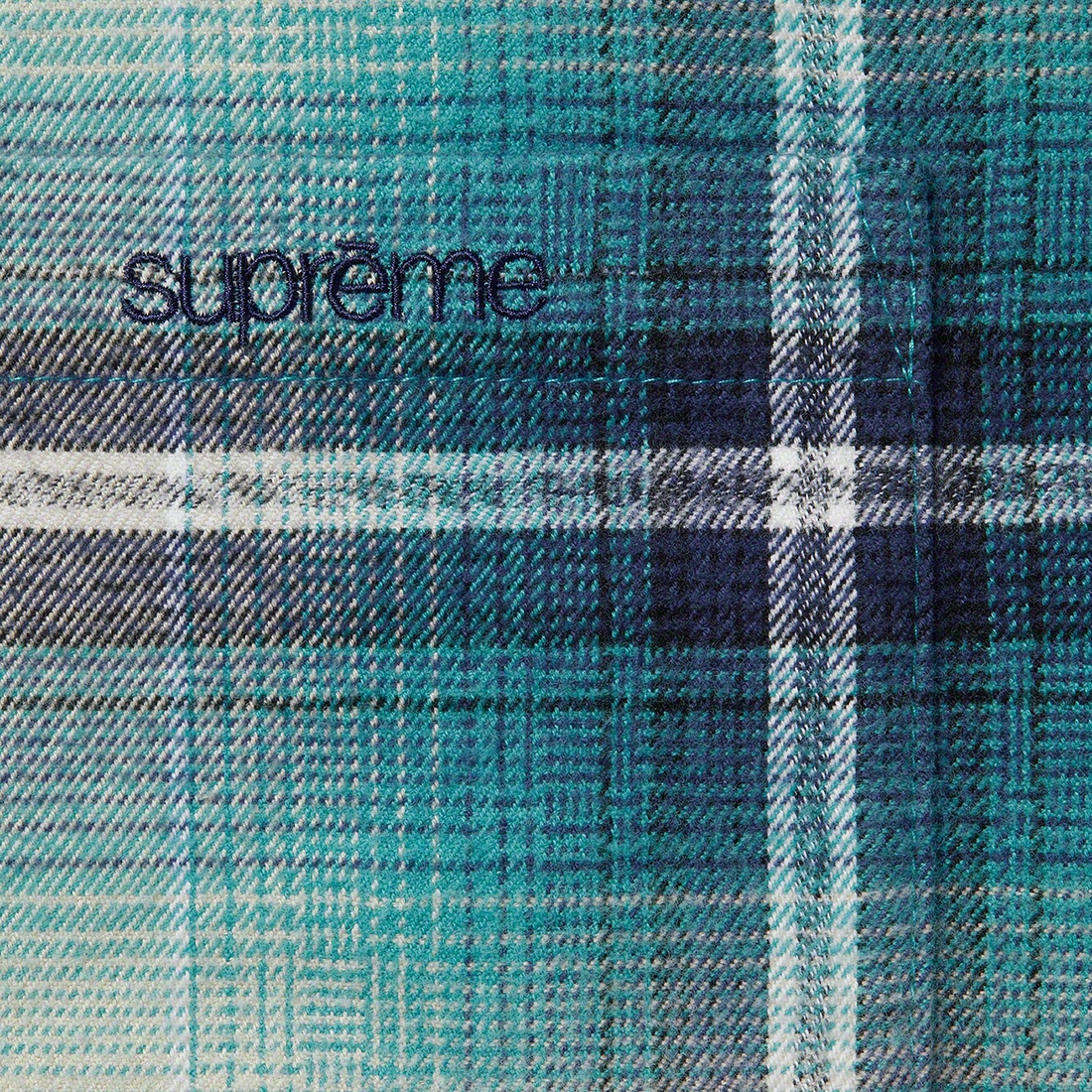 Details on Shadow Plaid Flannel Shirt Blue from spring summer 2023 (Price is $128)
