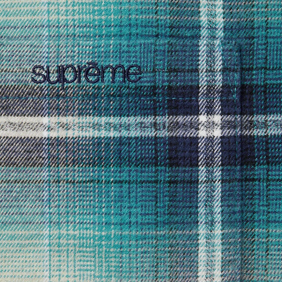 Details on Shadow Plaid Flannel Shirt Blue from spring summer
                                                    2023 (Price is $128)