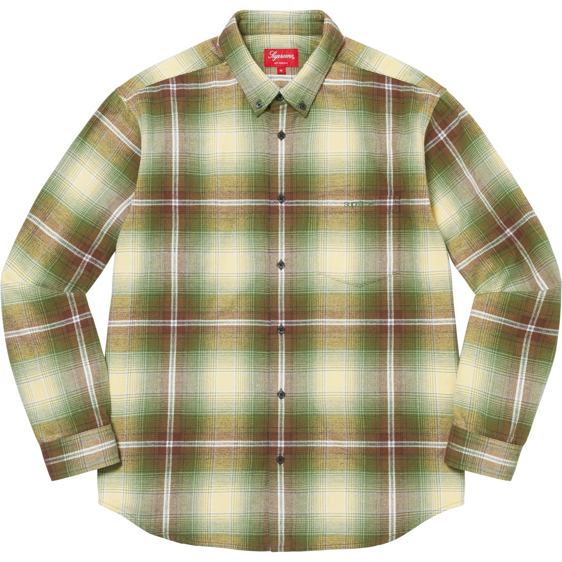 Details on Shadow Plaid Flannel Shirt Green from spring summer 2023 (Price is $128)