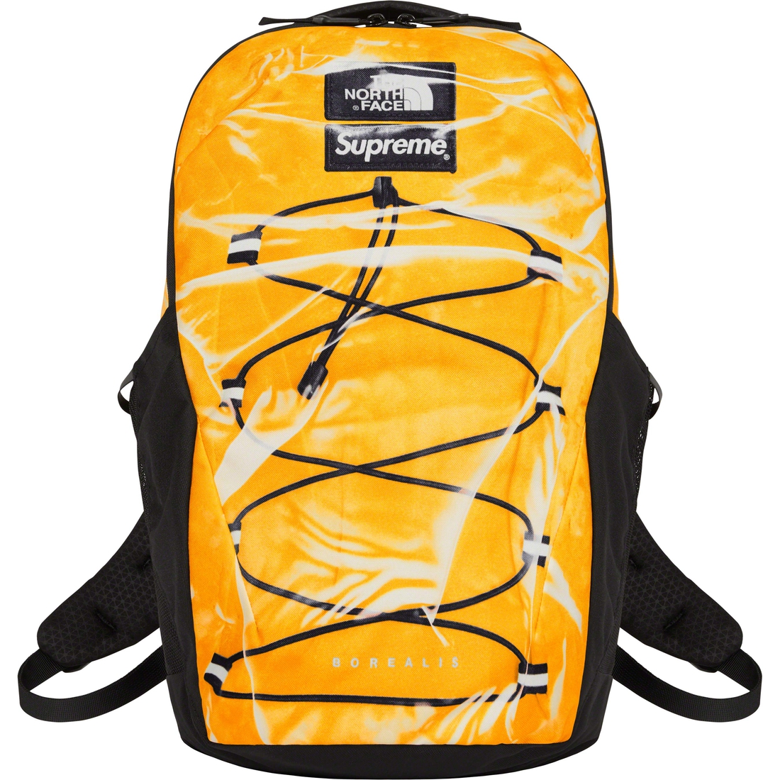 Details on Supreme The North Face Trompe L’oeil Printed Borealis Backpack Yellow from spring summer
                                                    2023 (Price is $158)