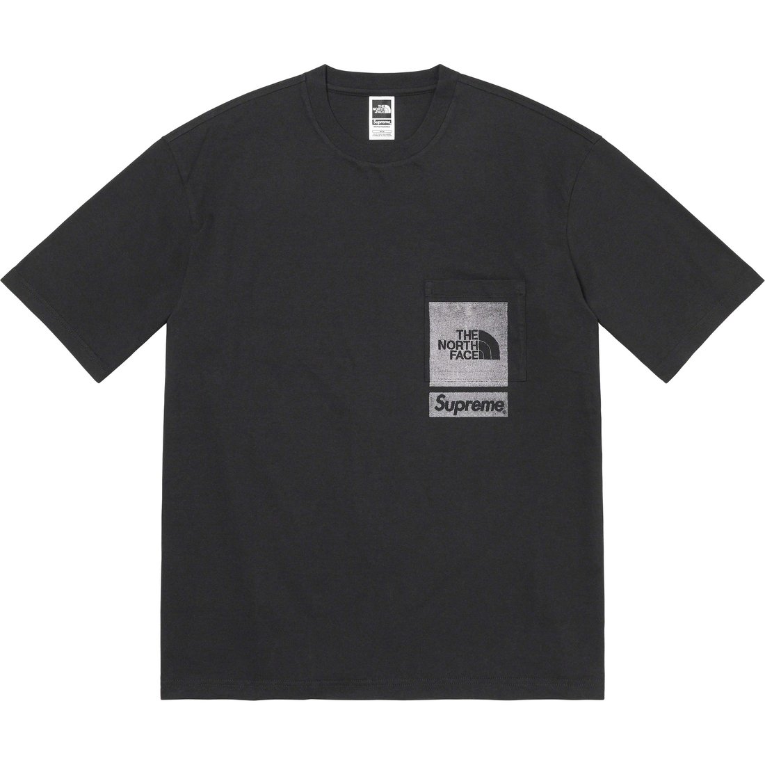 Details on Supreme The North Face Printed Pocket Tee Black from spring summer
                                                    2023 (Price is $48)