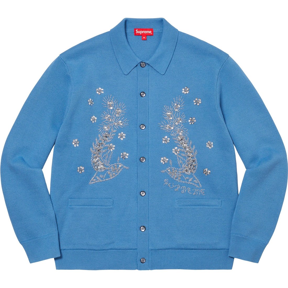 Details on Beaded Appliqué Cardigan Bright Blue from spring summer
                                                    2023 (Price is $228)