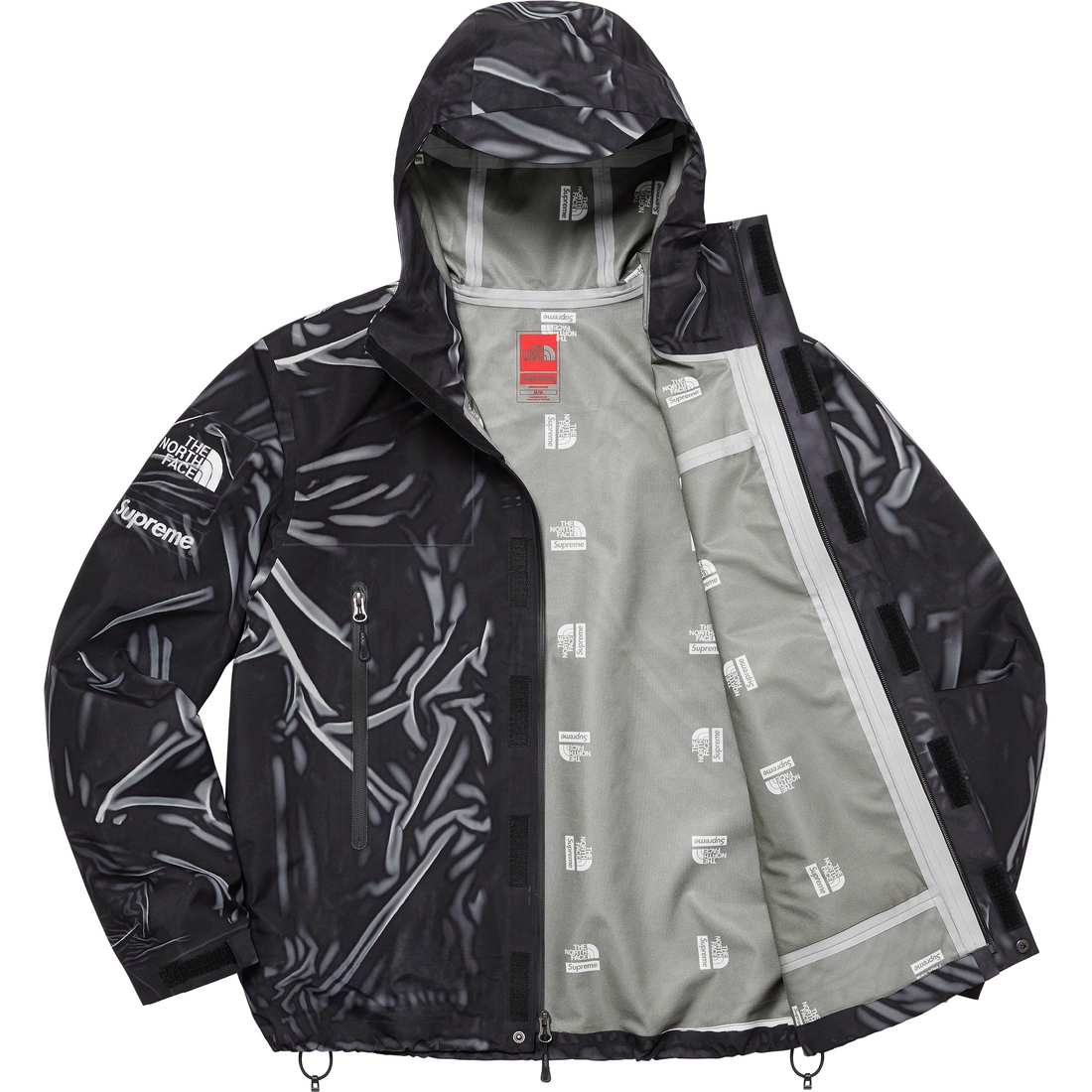 Details on Supreme The North Face Trompe L’oeil Printed Taped Seam Shell Jacket Black from spring summer 2023 (Price is $398)