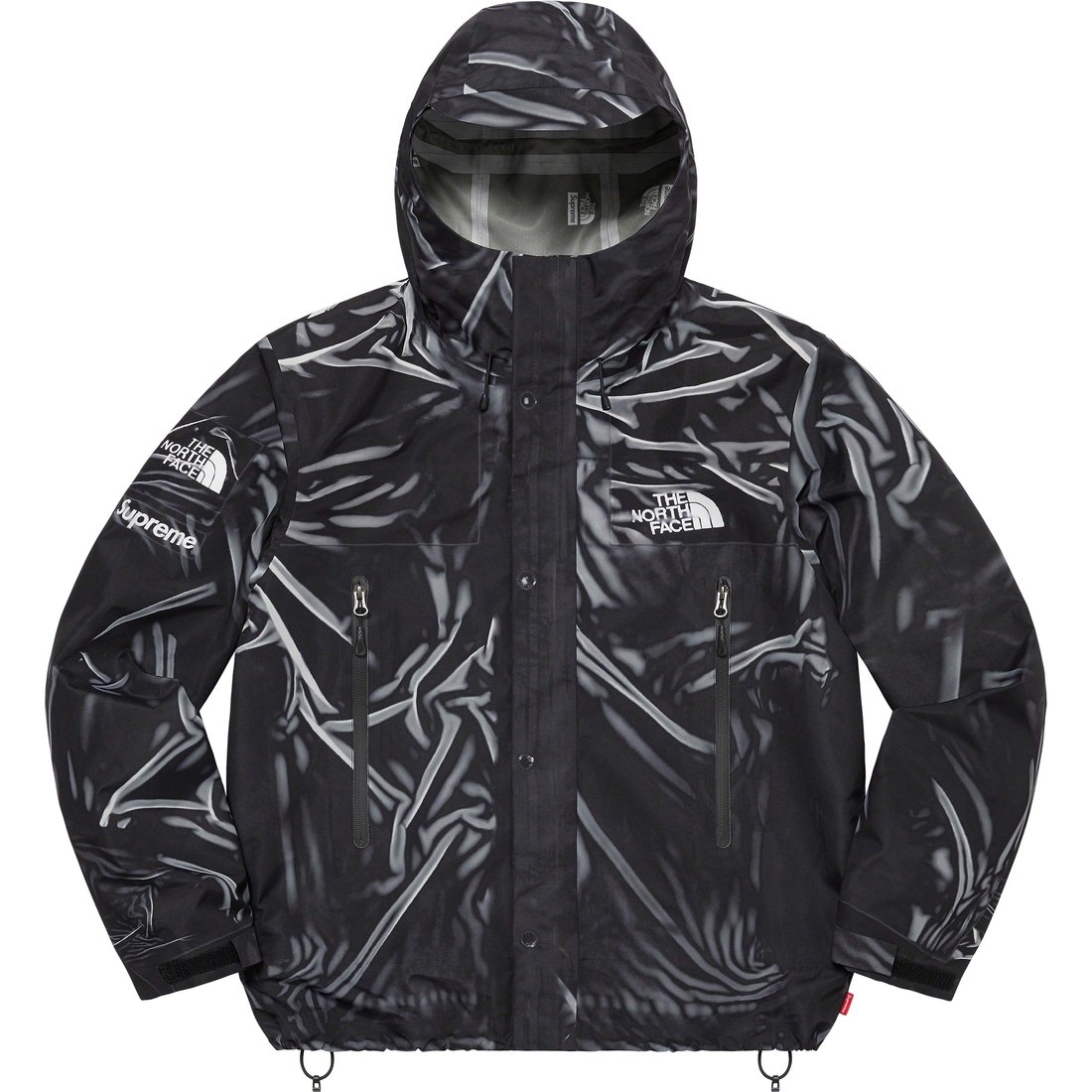 Details on Supreme The North Face Trompe L’oeil Printed Taped Seam Shell Jacket Black from spring summer
                                                    2023 (Price is $398)