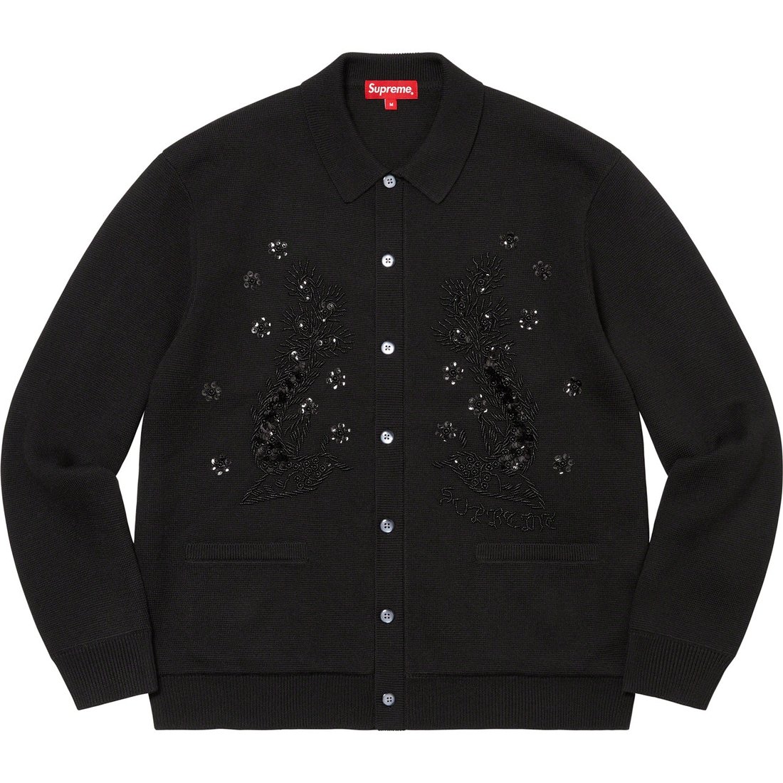 Details on Beaded Appliqué Cardigan Black from spring summer
                                                    2023 (Price is $228)