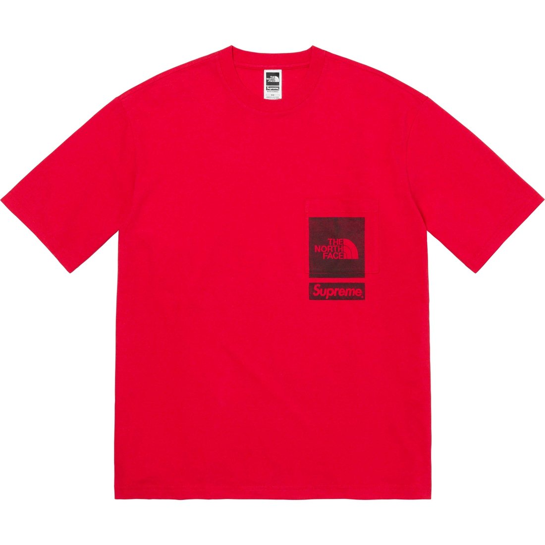 Details on Supreme The North Face Printed Pocket Tee Red from spring summer
                                                    2023 (Price is $48)