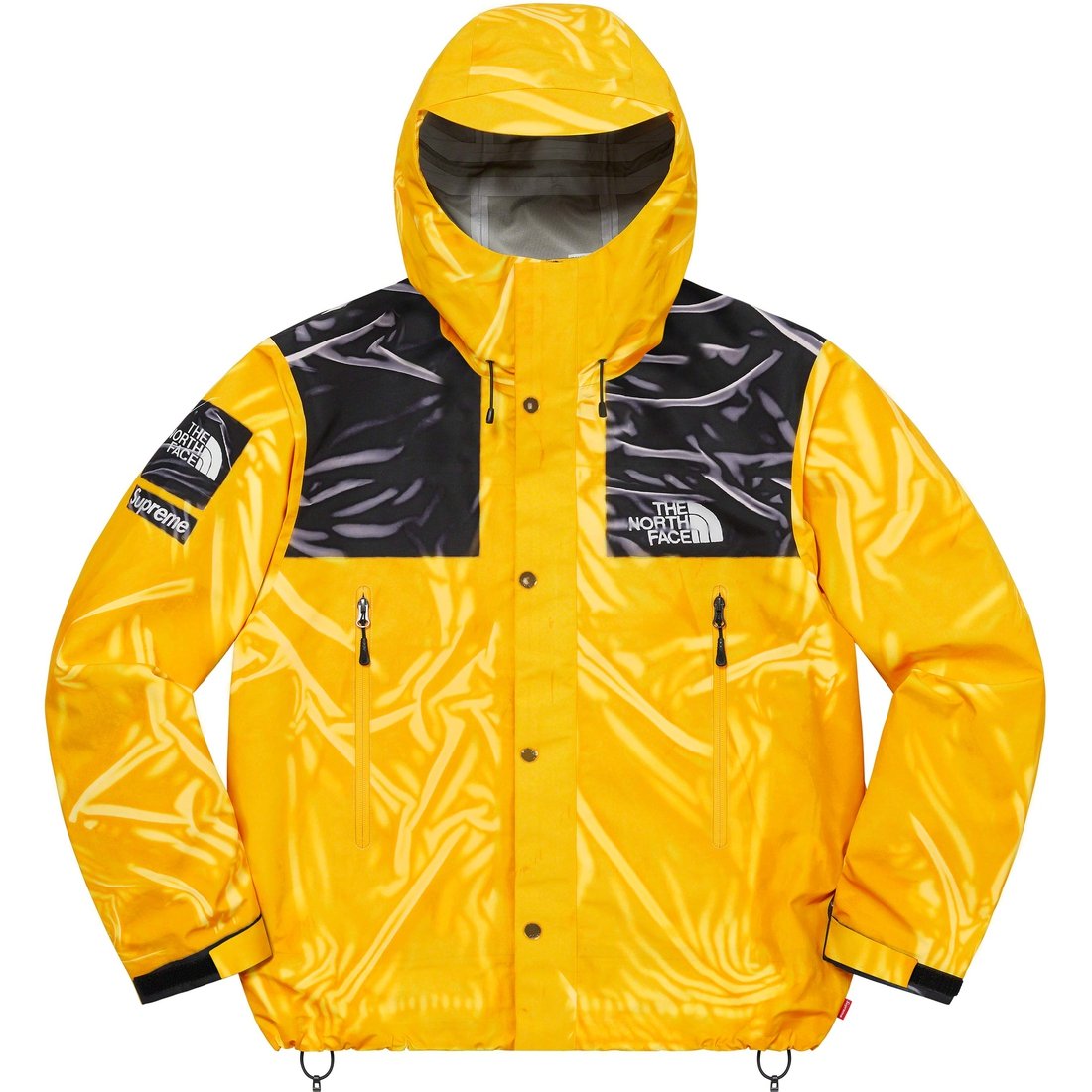 Details on Supreme The North Face Trompe L’oeil Printed Taped Seam Shell Jacket Yellow from spring summer 2023 (Price is $398)