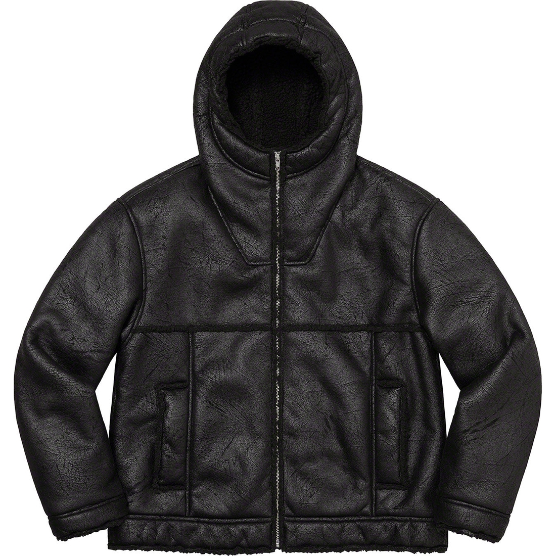 Details on Faux Shearling Hooded Jacket Black from spring summer 2023 (Price is $298)
