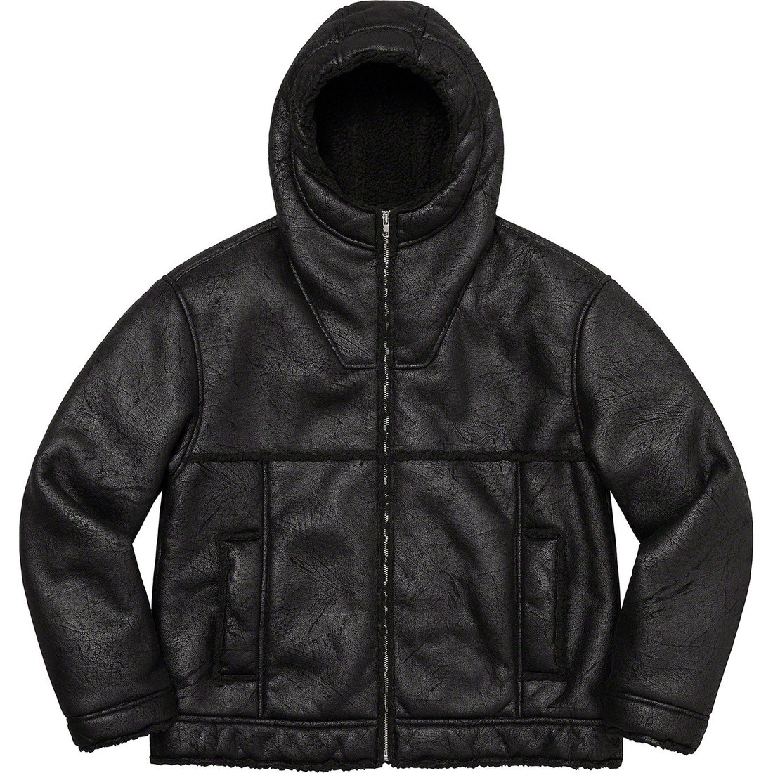 Details on Faux Shearling Hooded Jacket Black from spring summer
                                                    2023 (Price is $298)