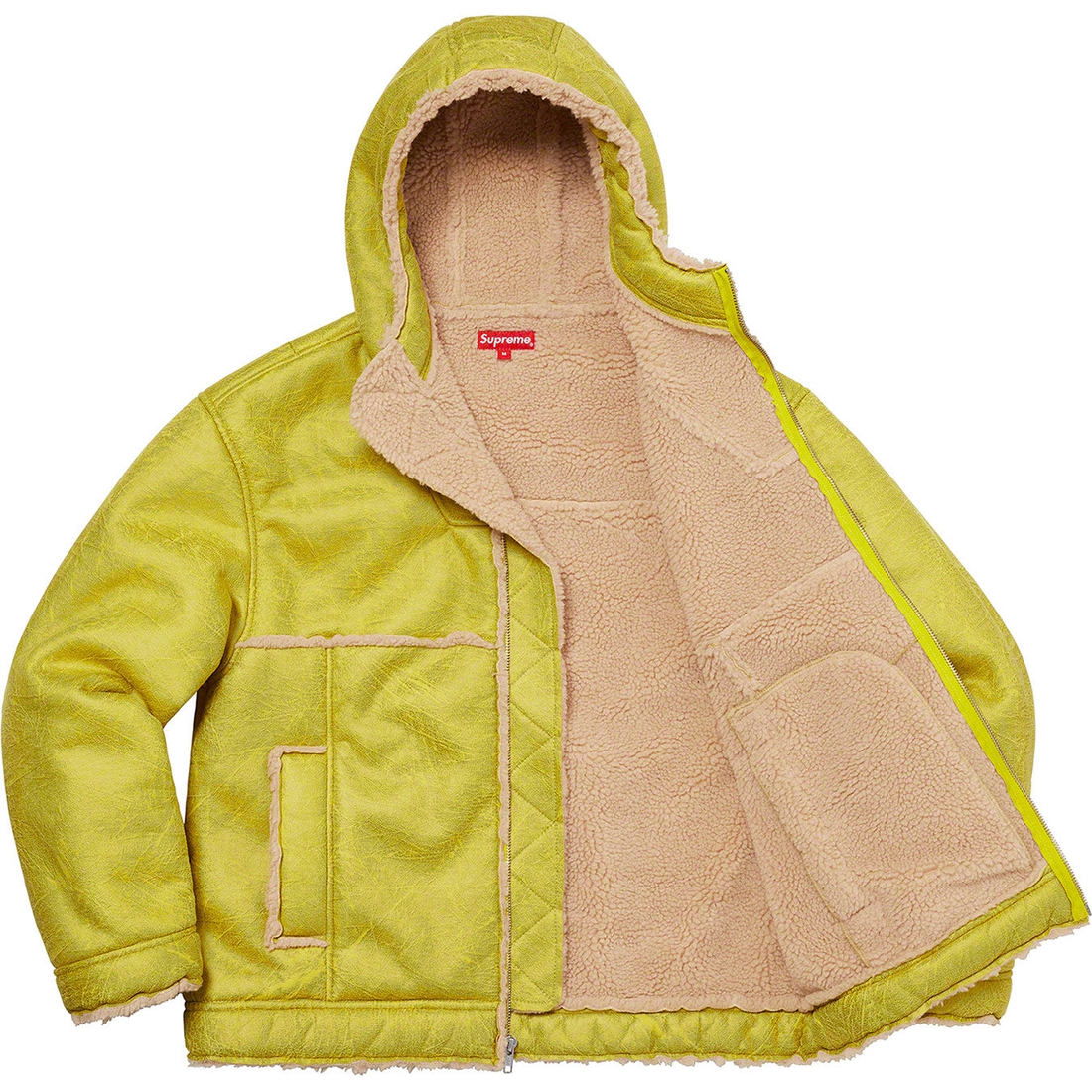 Details on Faux Shearling Hooded Jacket Citrus from spring summer
                                                    2023 (Price is $298)