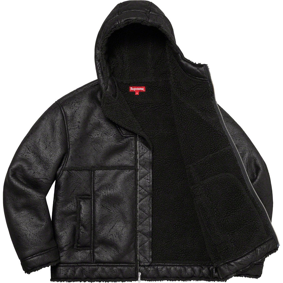 Details on Faux Shearling Hooded Jacket Black from spring summer
                                                    2023 (Price is $298)