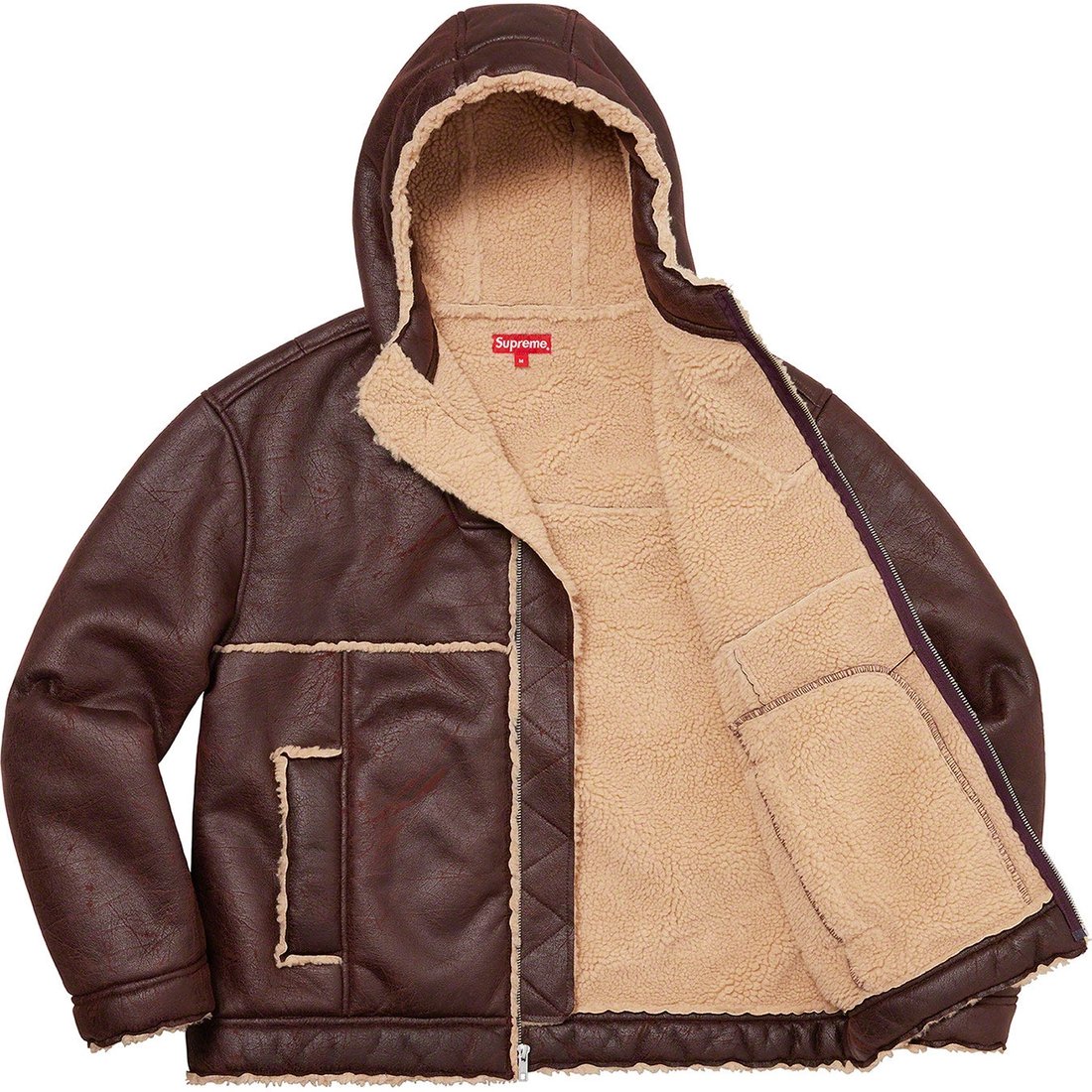 Details on Faux Shearling Hooded Jacket Brick from spring summer 2023 (Price is $298)