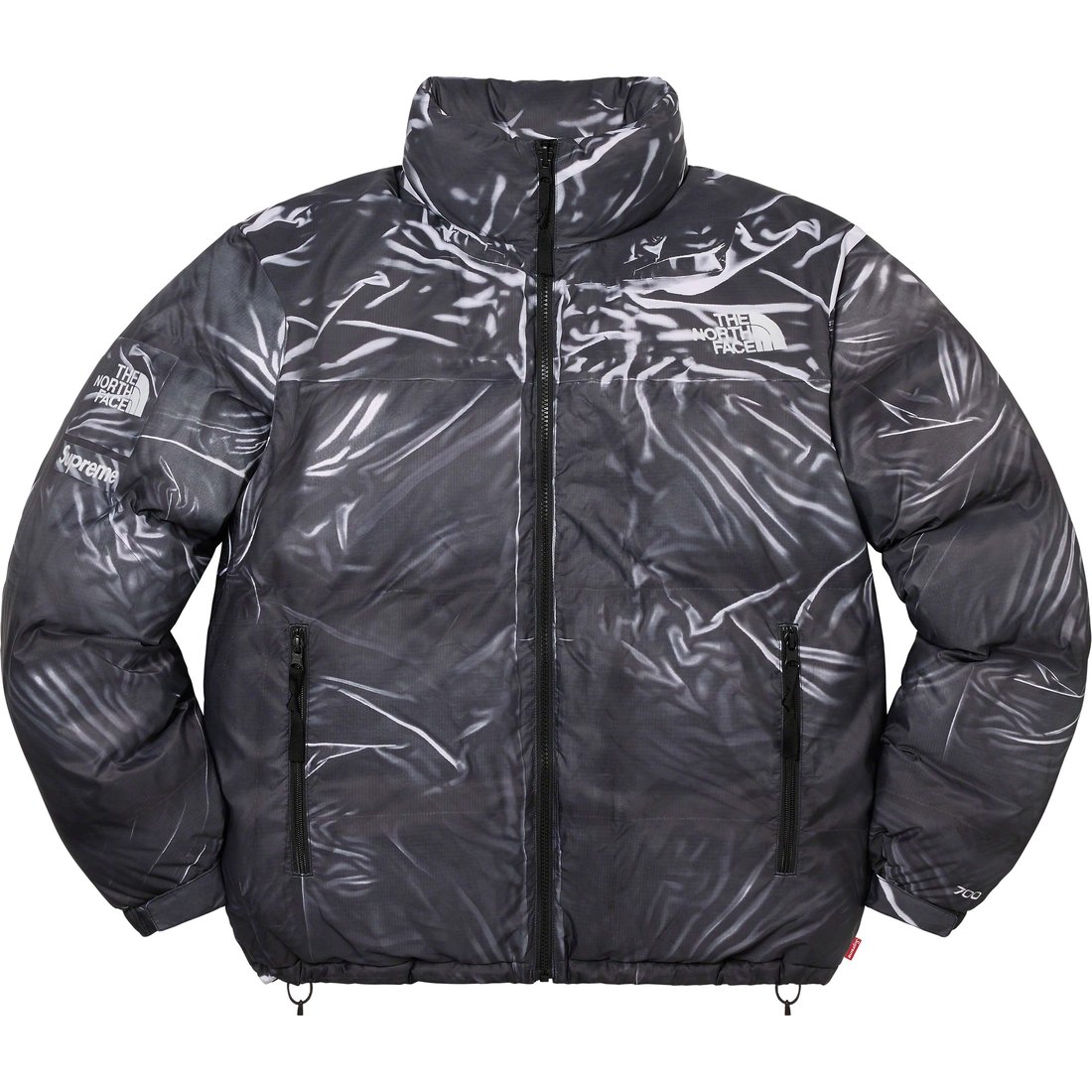 Details on Supreme The North Face Trompe L’oeil Printed Nuptse Jacket Black from spring summer
                                                    2023 (Price is $398)