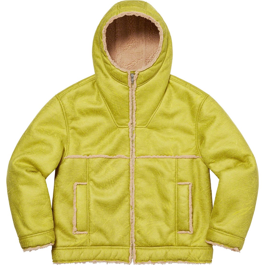 Details on Faux Shearling Hooded Jacket Citrus from spring summer
                                                    2023 (Price is $298)