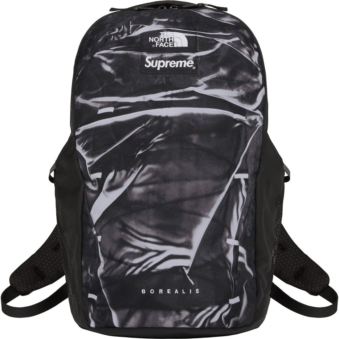 Details on Supreme The North Face Trompe L’oeil Printed Borealis Backpack Black from spring summer
                                                    2023 (Price is $158)