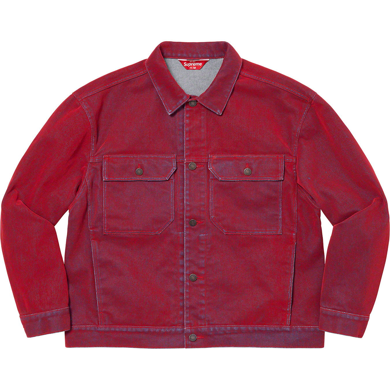 supreme denim jacket red