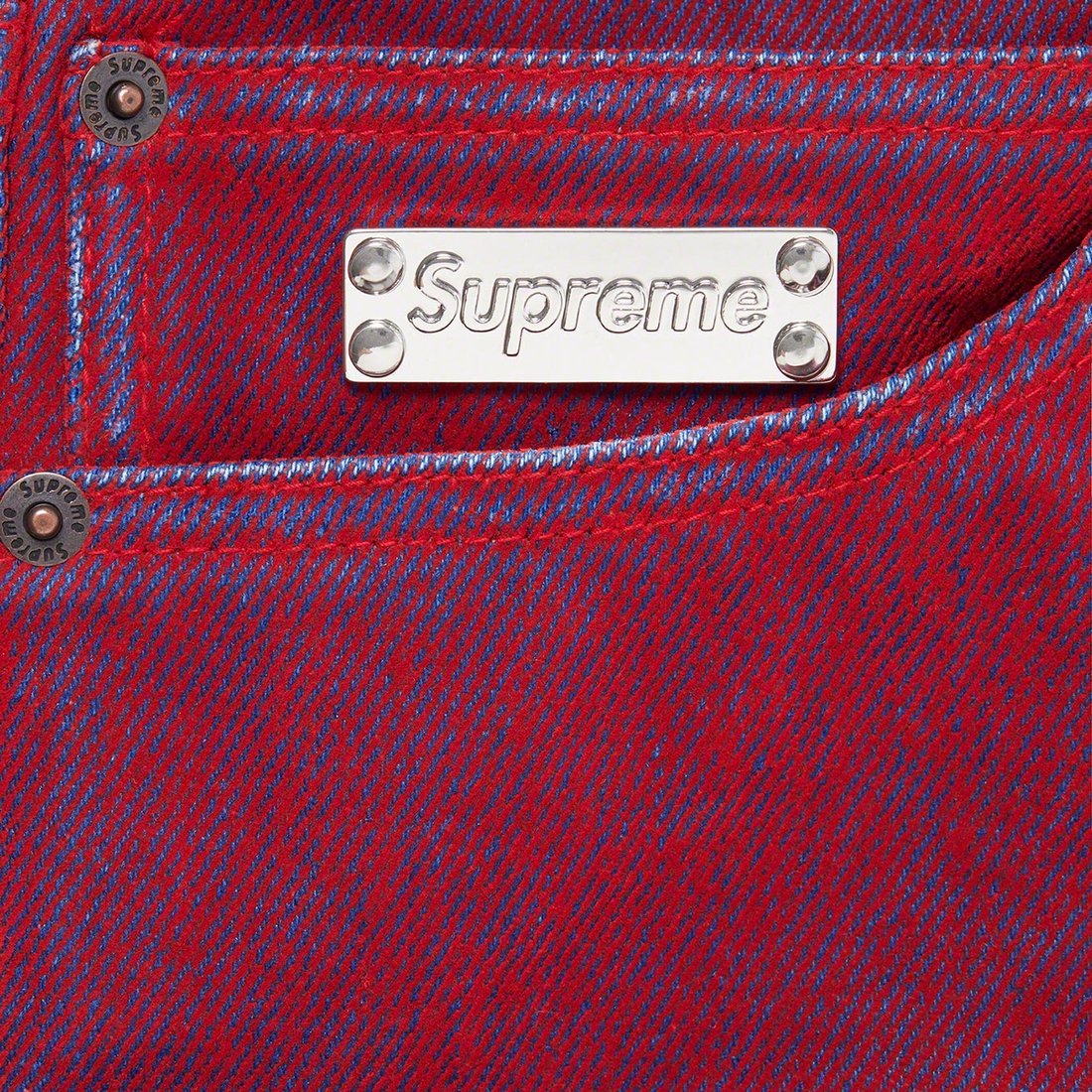 Details on Flocked Regular Jean Red from spring summer
                                                    2023 (Price is $178)