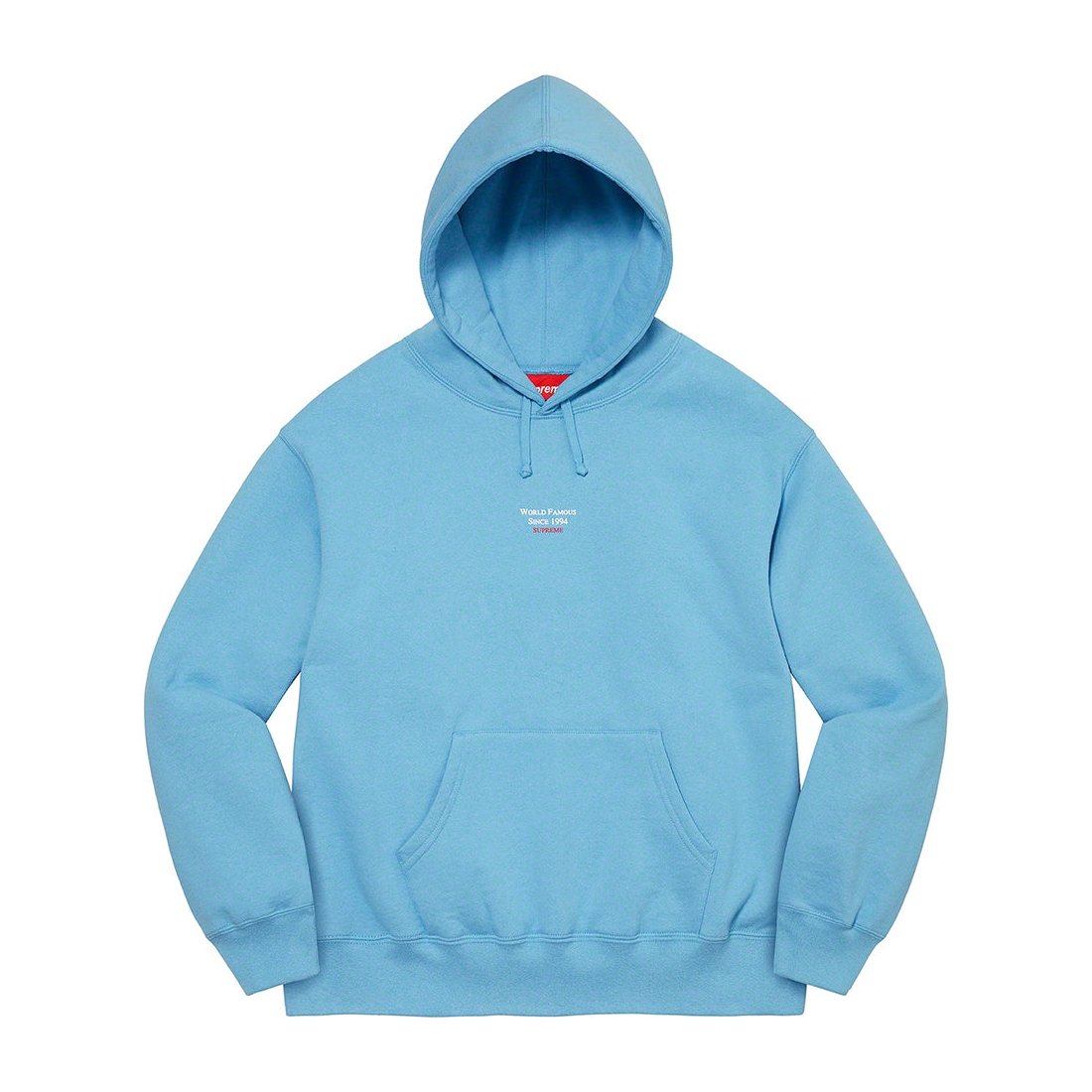 Details on World Famous Micro Hooded Sweatshirt Light Blue from spring summer 2023 (Price is $158)