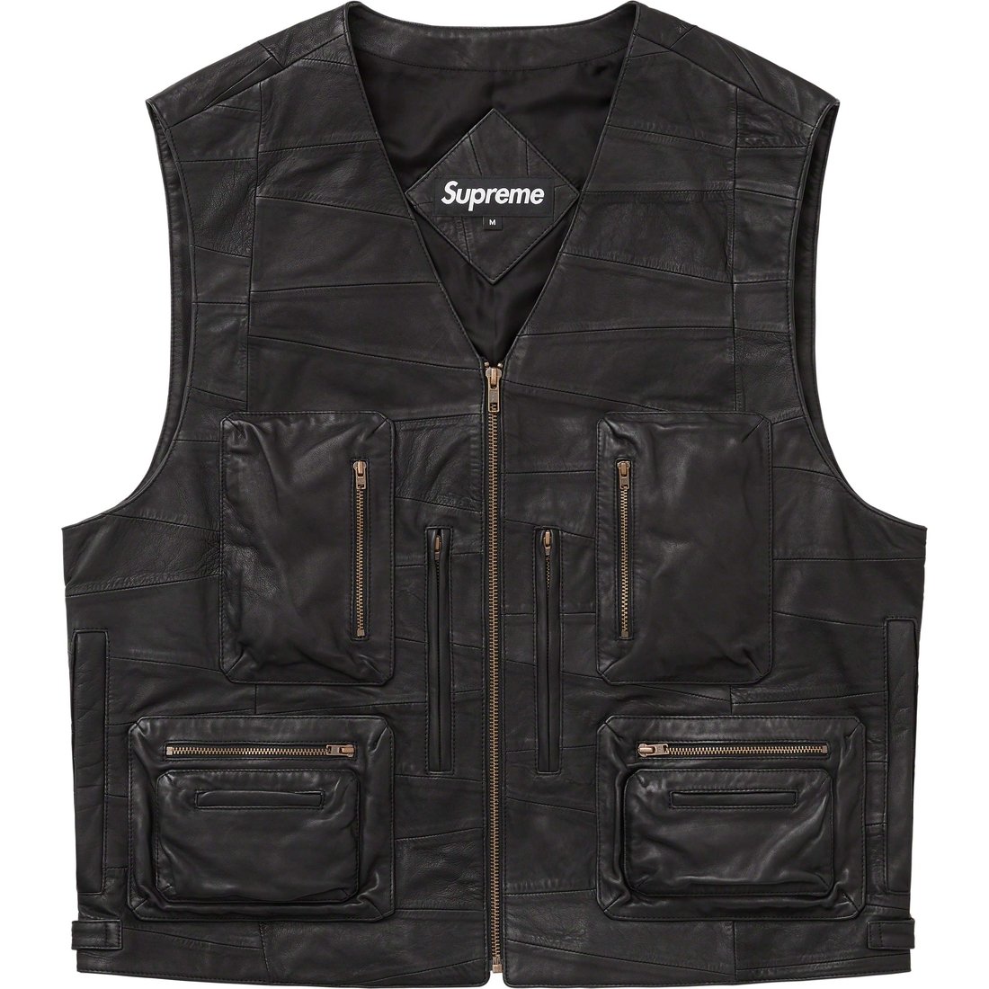 Details on Patchwork Leather Cargo Vest Black from spring summer 2023 (Price is $398)