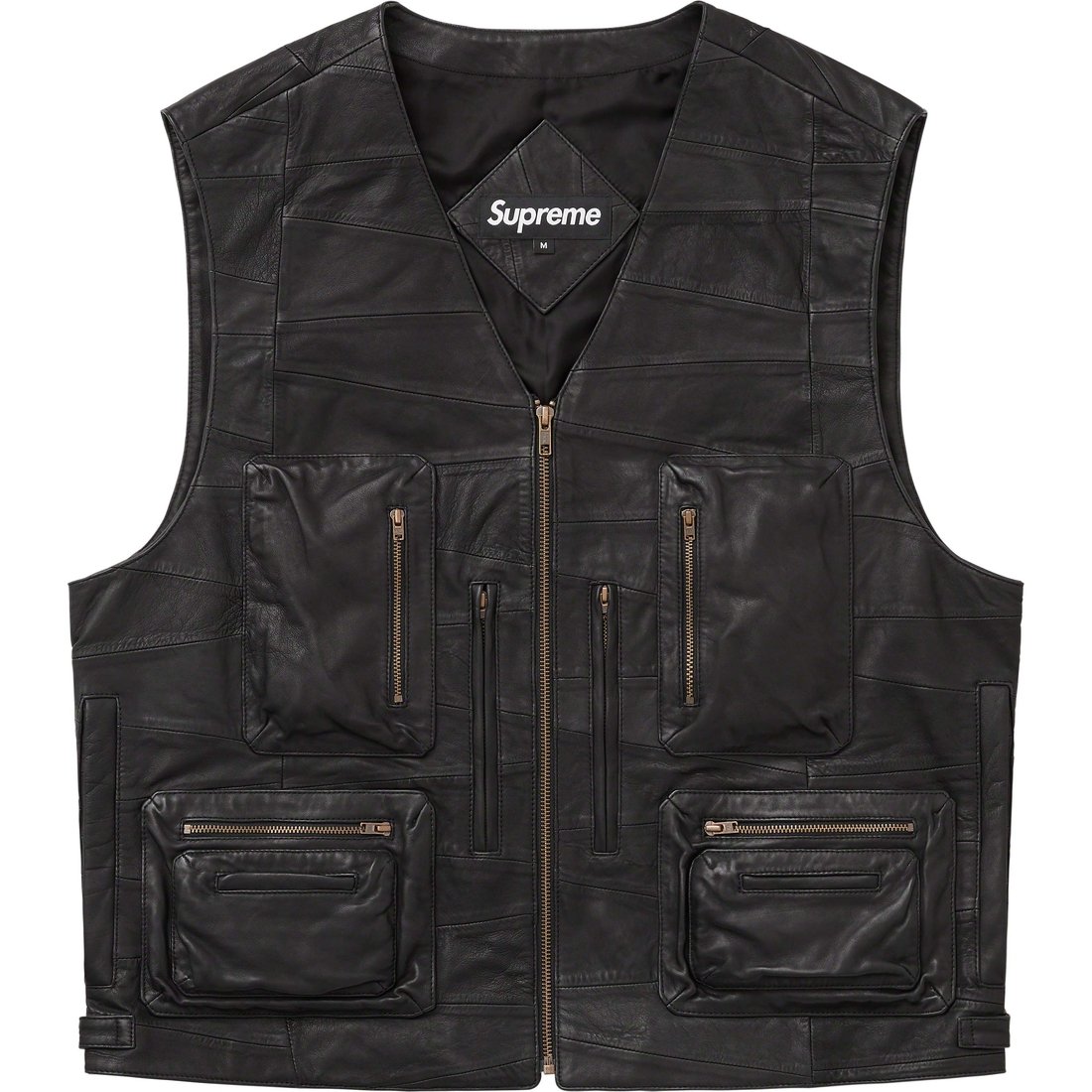 Details on Patchwork Leather Cargo Vest Black from spring summer
                                                    2023 (Price is $398)