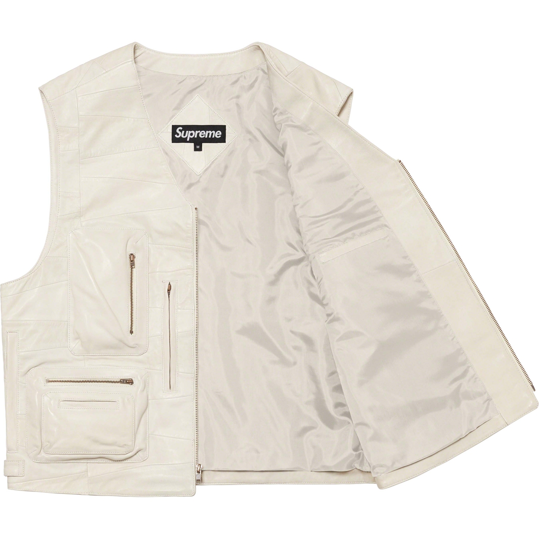 Details on Patchwork Leather Cargo Vest White from spring summer
                                                    2023 (Price is $398)