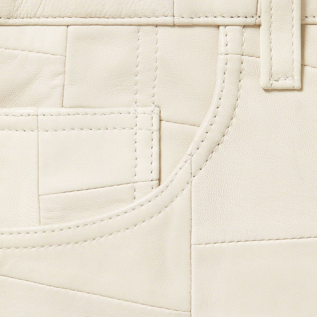 Details on Patchwork Leather 5-Pocket Jean White from spring summer
                                                    2023 (Price is $428)