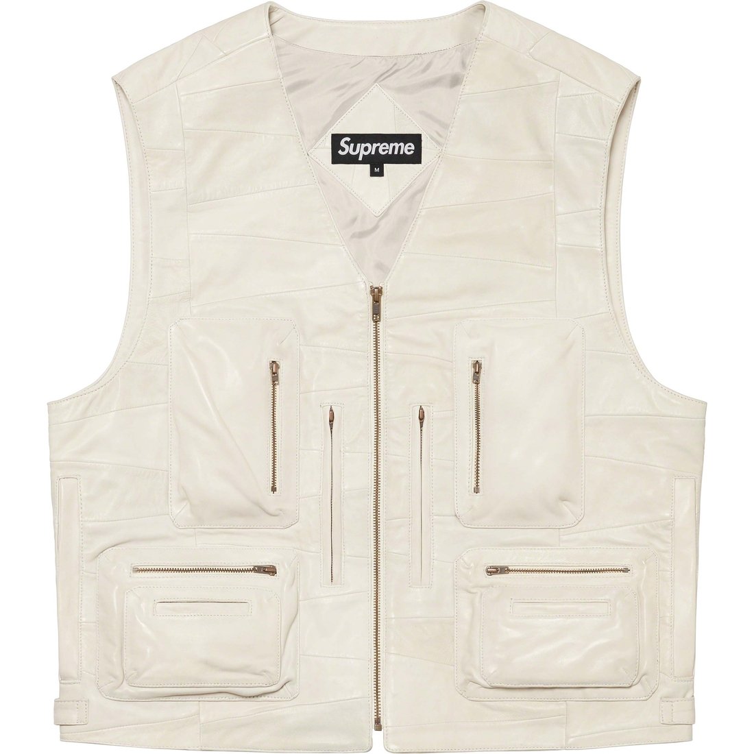 Details on Patchwork Leather Cargo Vest White from spring summer
                                                    2023 (Price is $398)