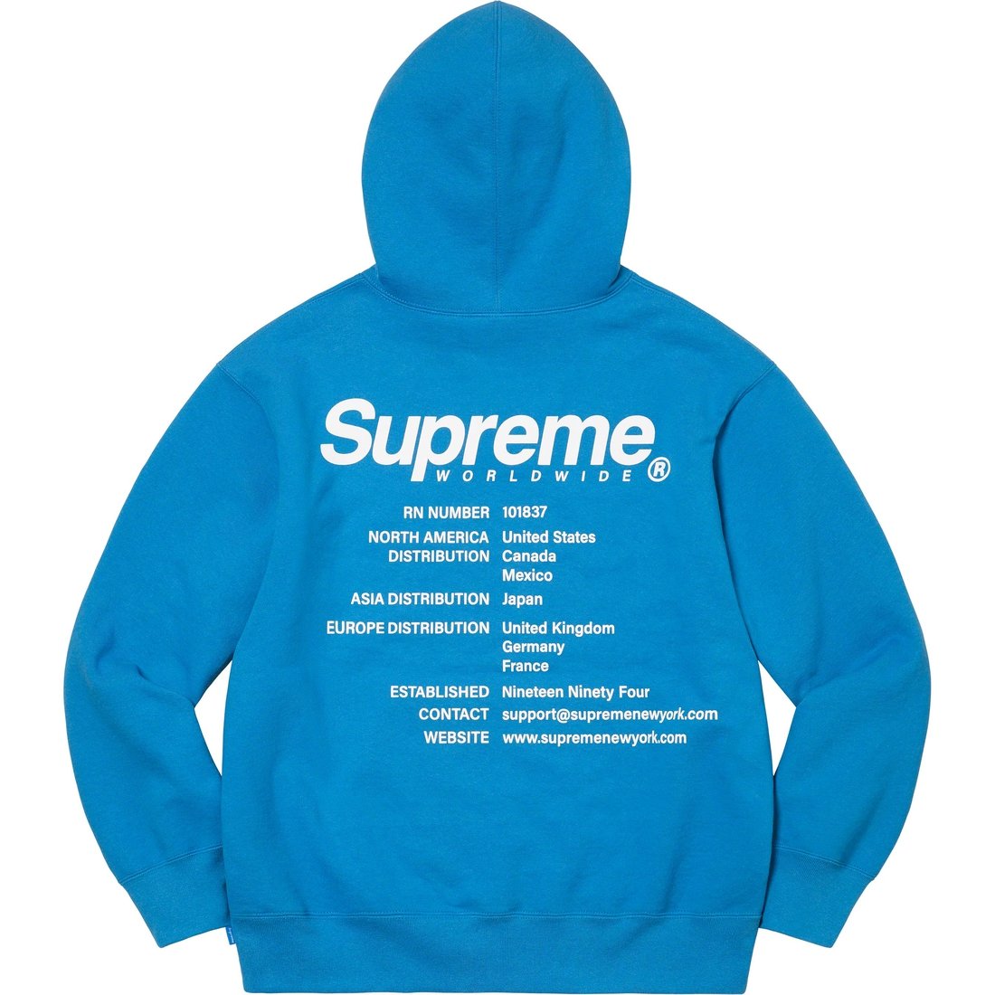 Details on Worldwide Hooded Sweatshirt Blue from spring summer 2023 (Price is $158)