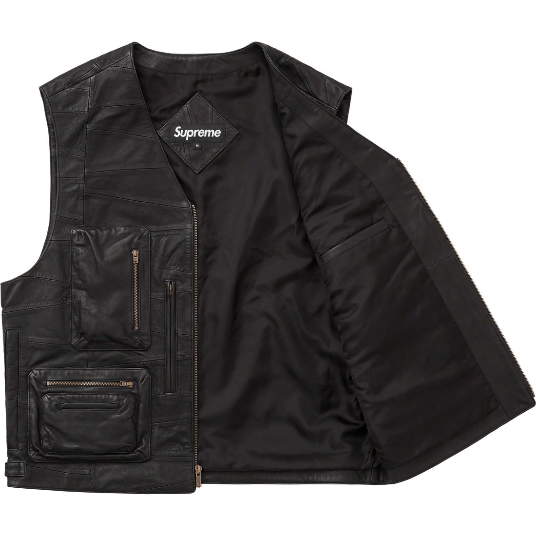 Details on Patchwork Leather Cargo Vest Black from spring summer
                                                    2023 (Price is $398)