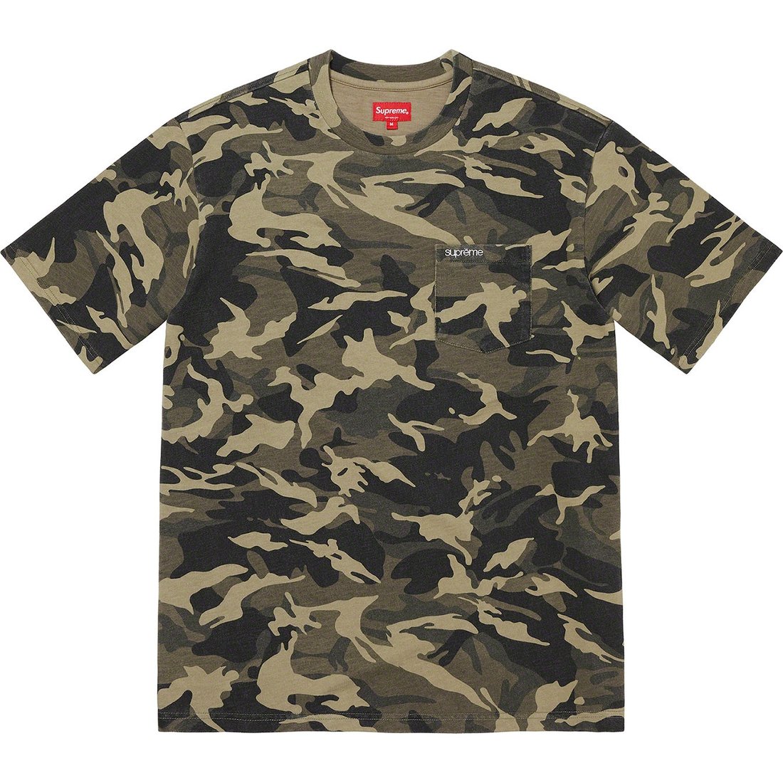 Details on S S Pocket Tee Olive Camo from spring summer 2023 (Price is $60)
