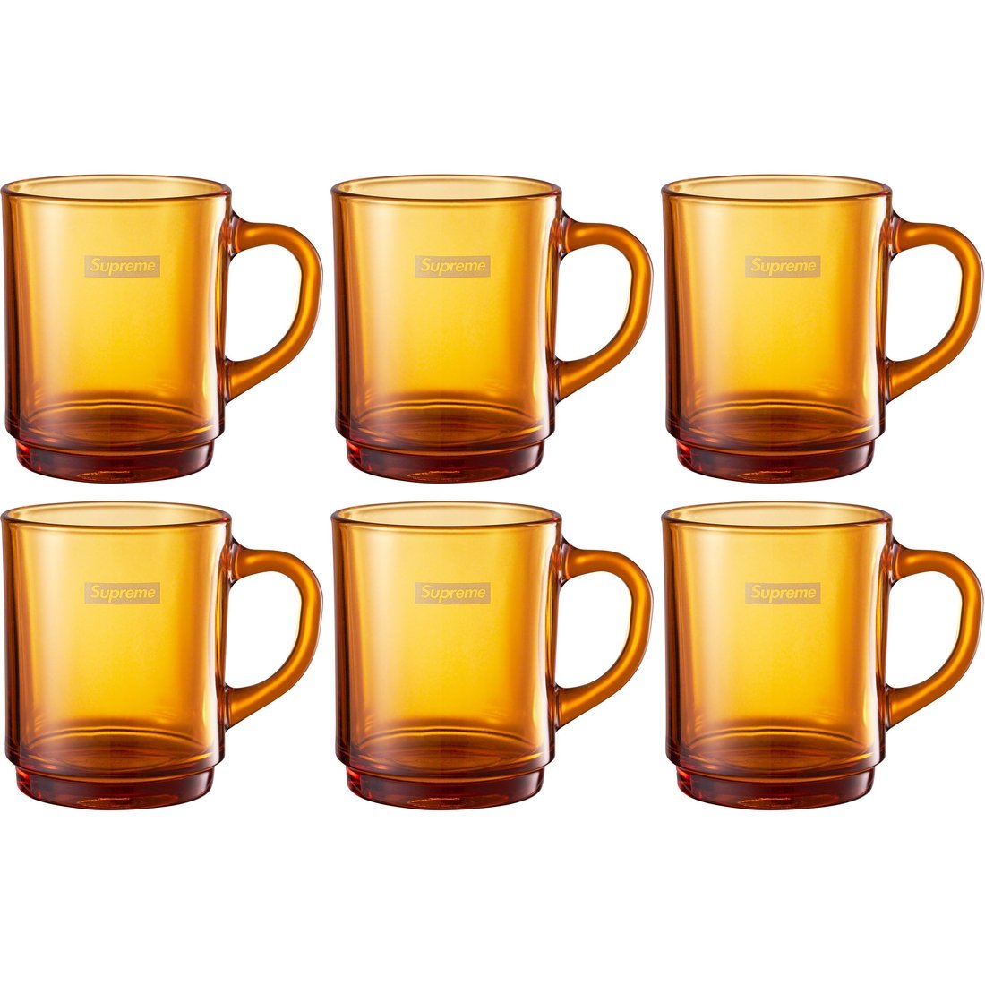 Details on Supreme Duralex Glass Mugs (Set of 6) Amber from spring summer 2023 (Price is $58)